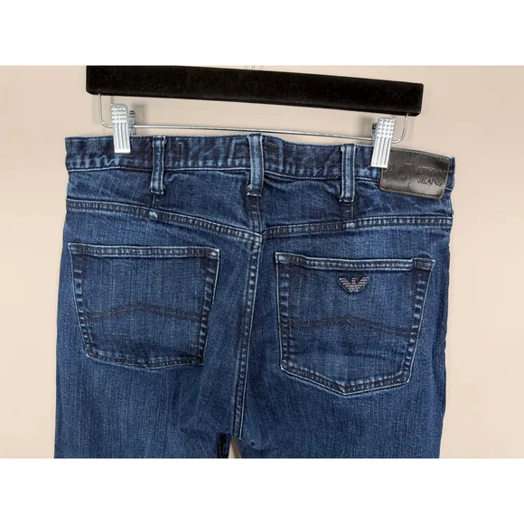 Men's Armani Jeans Blue J21 Regular Fit Straight Jeans Waist 34x32 Button Fly